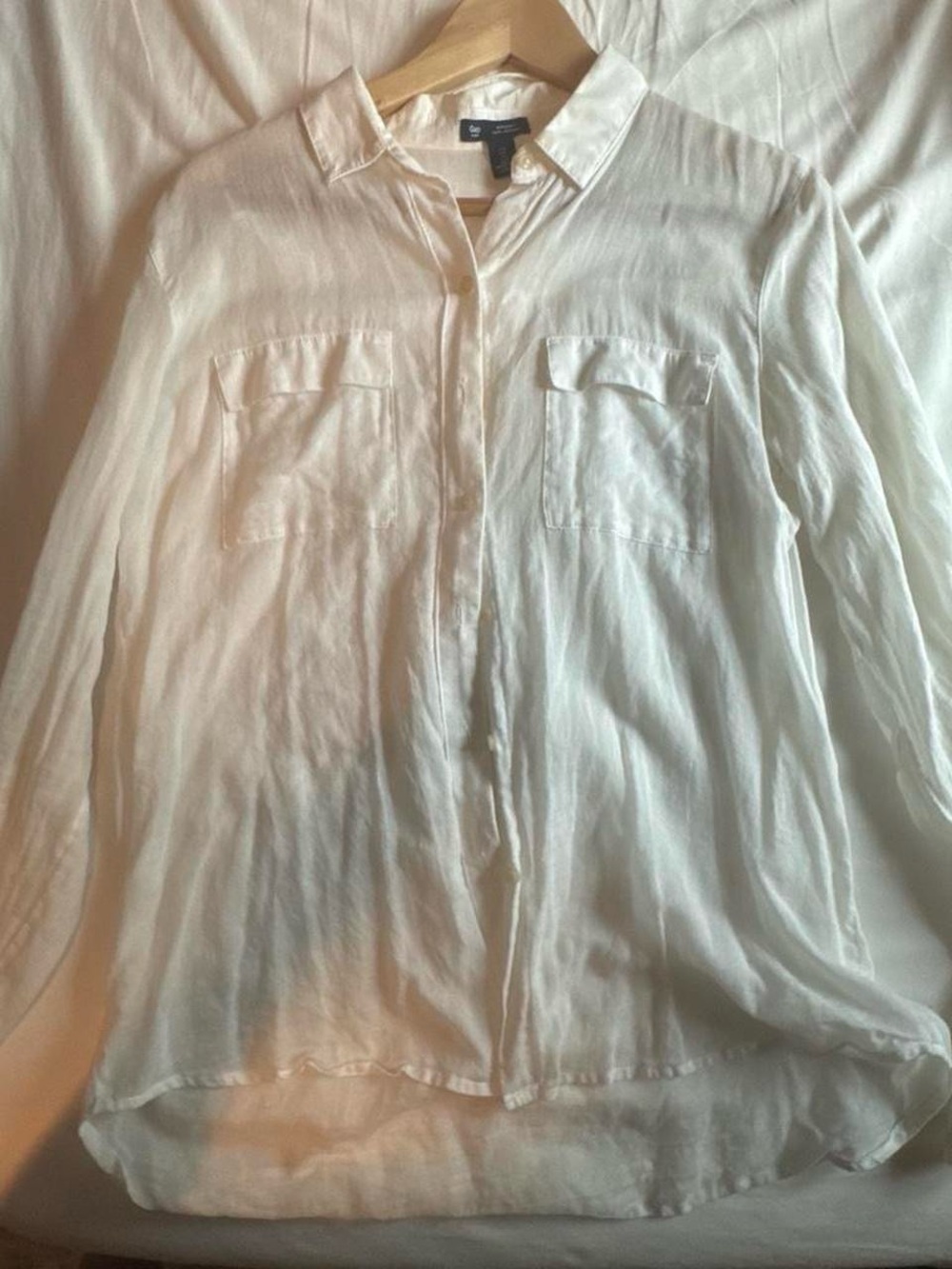 GAP sheer White Boyfriend Fit Button-Up Shirt
